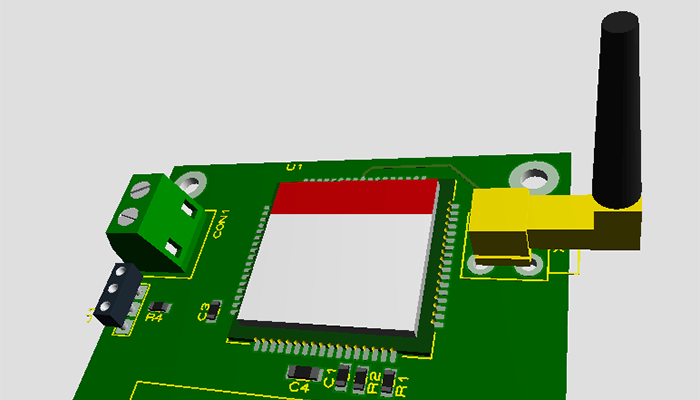 SIM900 PCB Footprint for Proteus with 3D Model