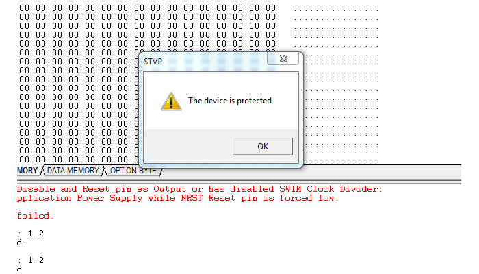 STM8 STVP Error Device is Protected