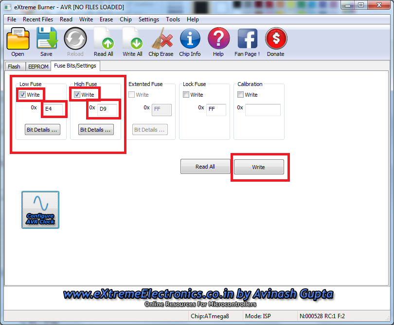 AVR Fuse Bytes for 8MHz INT RC Oscillaor