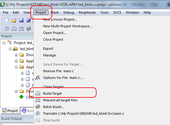 Build target Keil uVision