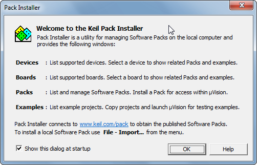 Keil Pack Installer Welcome