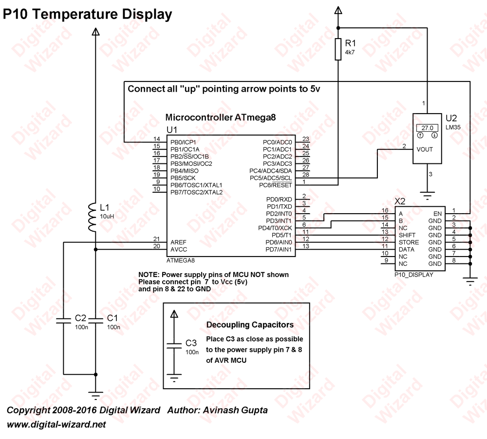 Temperature Display using P10 DMD Schematic