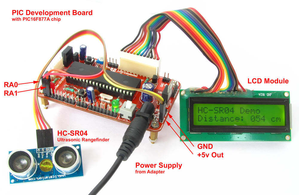 hc-sr04 ultrasonic sensor with PIC16F877A