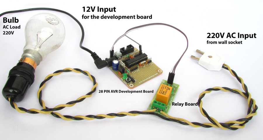 relay interface with avr atmega8 mcu