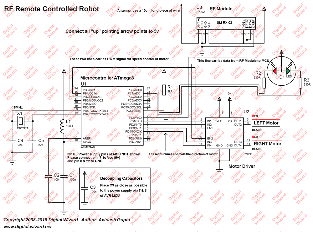 remote controlled robot circuit diagram