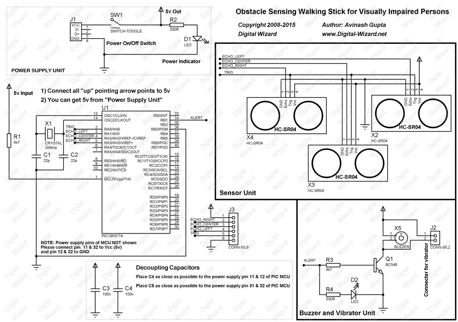 Smart Stick Project Schematic