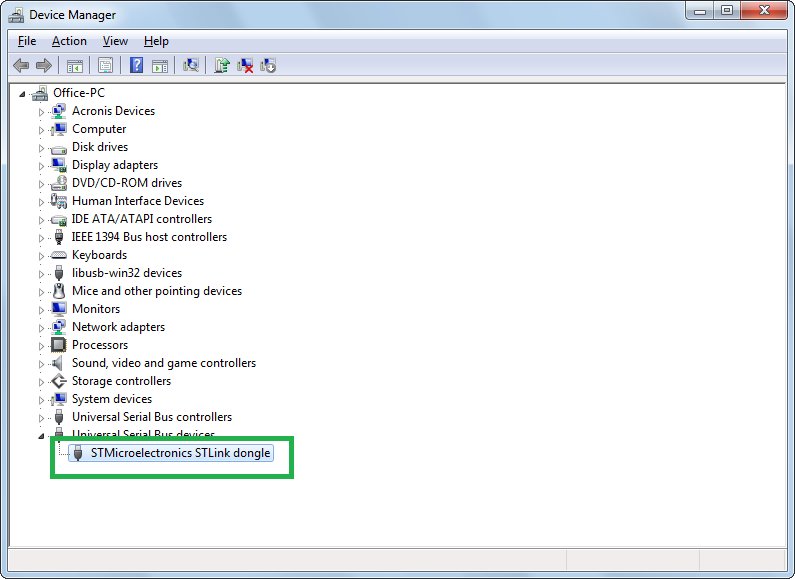 ST-LINK in Device Manager