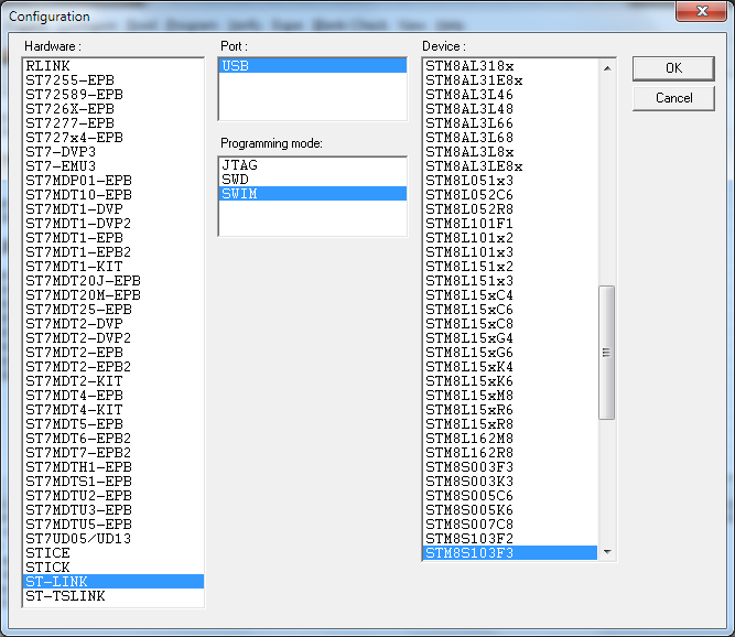 st visual programmer configuration